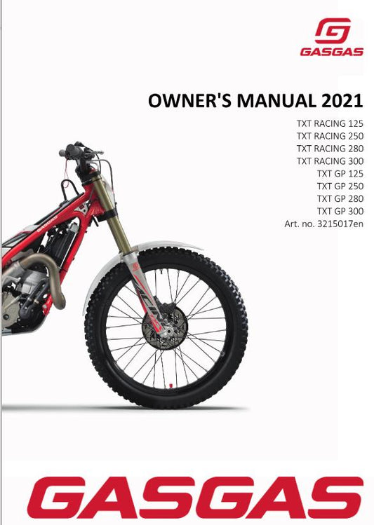 GASGAS 2021 - TXT RACING GP 125 250 280 300 - OWNERS MANUAL - REPRINTED