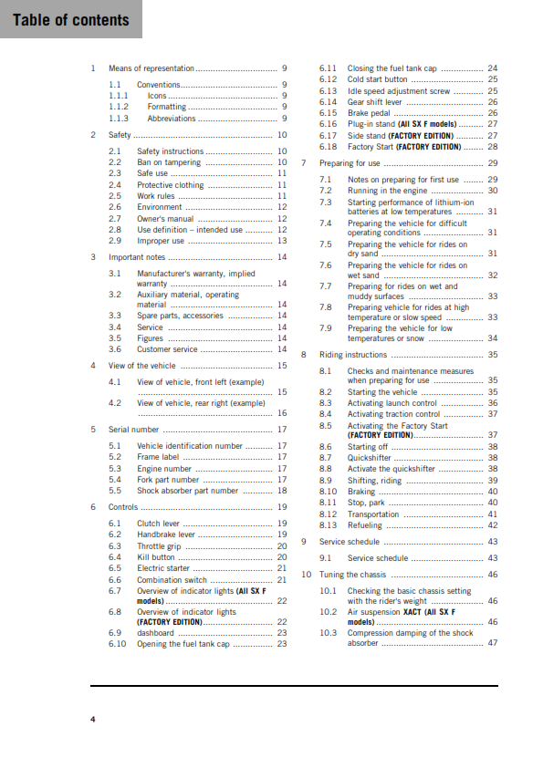 KTM 2026 - 350 SX-F XC-F FACTORY EDITION - OWNERS MANUAL USER GUIDE