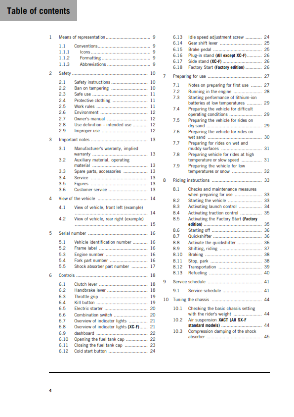 KTM 2026 - 450 SX-F FACTORY EDITION XC-F - OWNERS MANUAL USER GUIDE