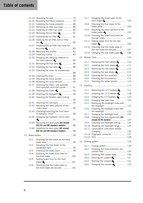 KTM 2026 - 250 XC-W 300 EXC SIX DAYS XC-W HARDENDURO - OWNERS MANUAL USER GUIDE