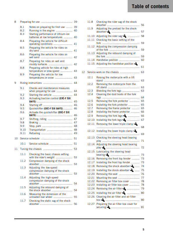 KTM 2026 - 250 EXC-F SIX DAYS - OWNERS MANUAL USER GUIDE
