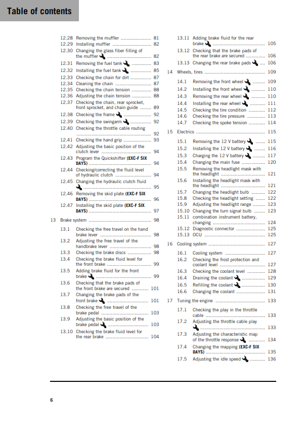 KTM 2026 - 250 EXC-F SIX DAYS - OWNERS MANUAL USER GUIDE