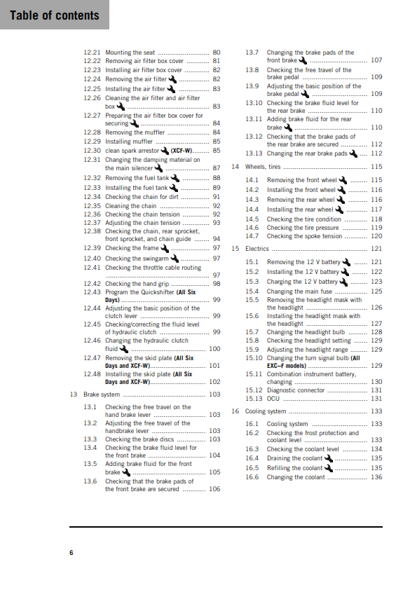 KTM 2026 - 450 500 XCF-W EXC-F SIX DAYS - OWNERS MANUAL USER GUIDE