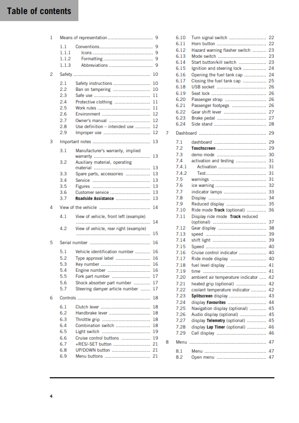 KTM 2026 - 990 RC R - OWNERS MANUAL USER GUIDE