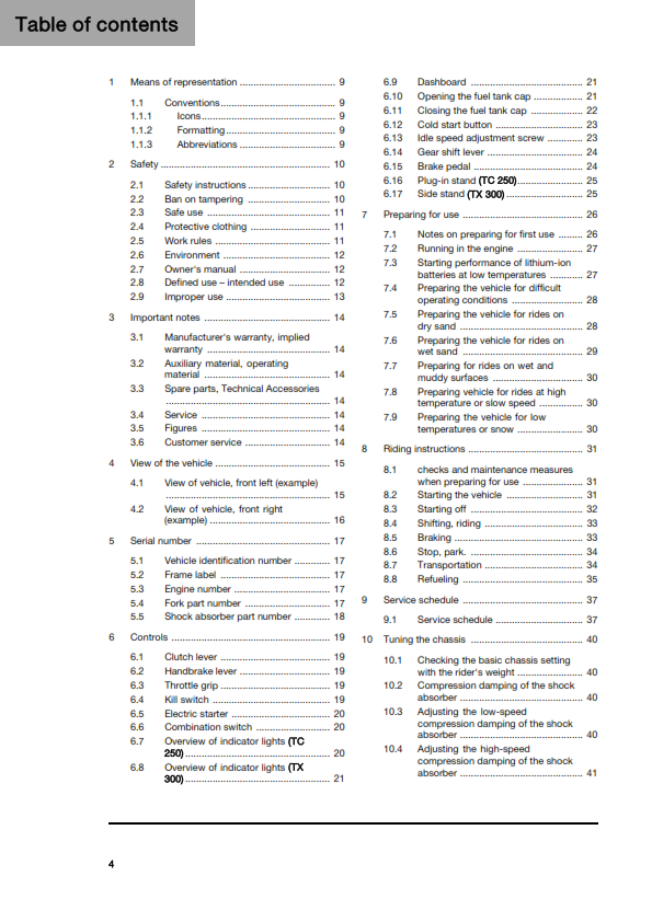 HUSQVARNA 2026 - TC 250 TX 300 - OWNERS MANUAL