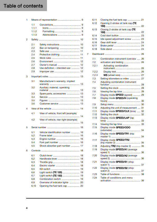 HUSQVARNA 2026 - TE 125 150 - OWNERS MANUAL