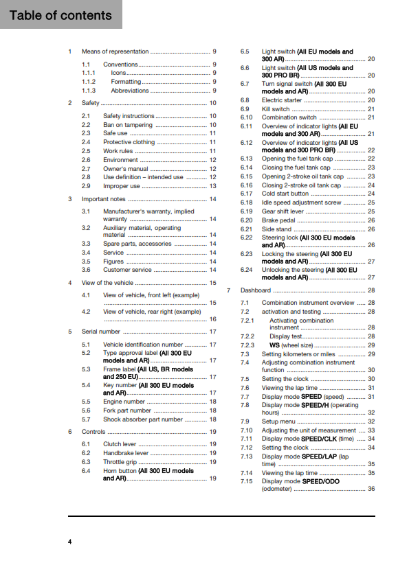 HUSQVARNA 2026 - TE 250 300 PRO - OWNERS MANUAL