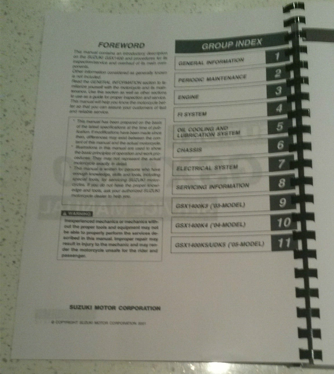 SUZUKI GSX1400 K2 K3 K4 K5 WORKSHOP SERVICE MANUAL REPRINTED COMB BOUND