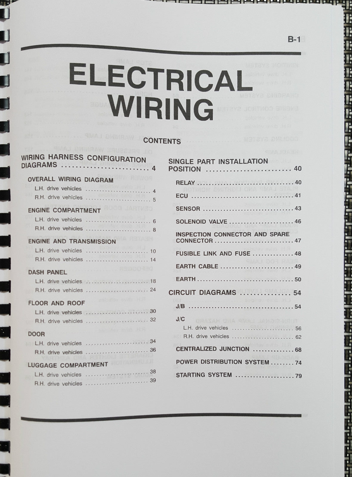 MITSUBISHI LANCER EVO VII ELECTRICAL WIRING MANUAL REPRINTED COMB BOUND