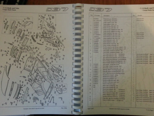 ASTON MARTIN DB7 ( FROM VIN 101019) 97 - 99 PARTS MANUAL REPRINTED COMB BOUND
