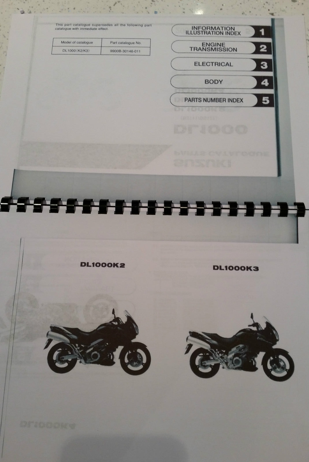 SUZUKI DL-1000 PARTS MANUAL K2 K3 K4 2002 2003 2004  REPRINTED COMB BOUND