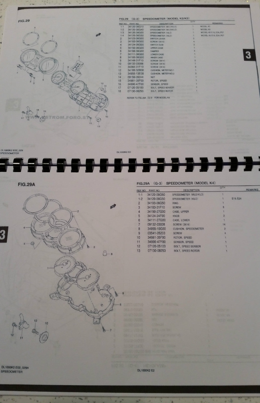 SUZUKI DL-1000 PARTS MANUAL K2 K3 K4 2002 2003 2004  REPRINTED COMB BOUND