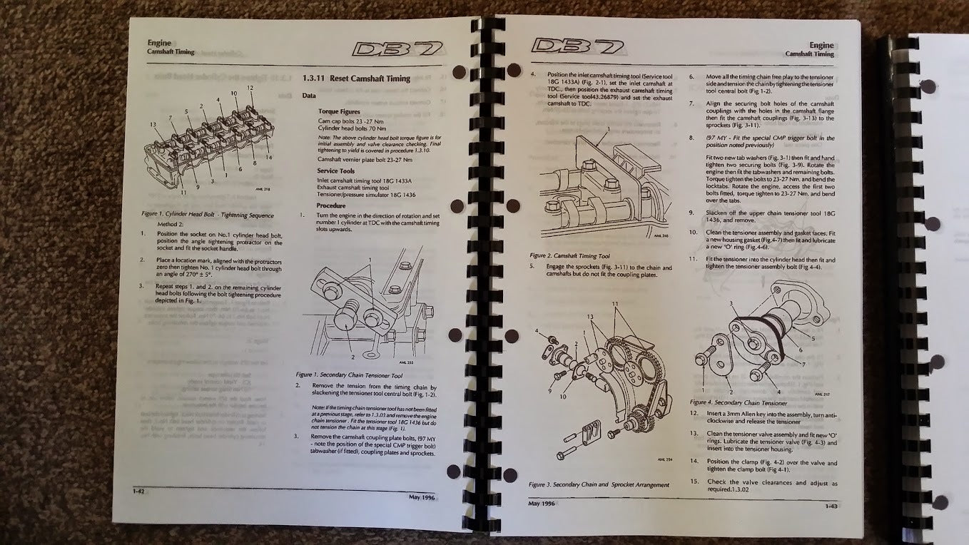 ASTON MARTIN DB7  WORKSHOP  MANUAL 97 - 99 REPRINTED A4 COMB BOUND