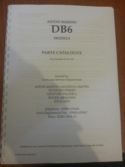 ASTON MARTIN DB6 PARTS MANUAL REPRINTED A4 COMB BOUND