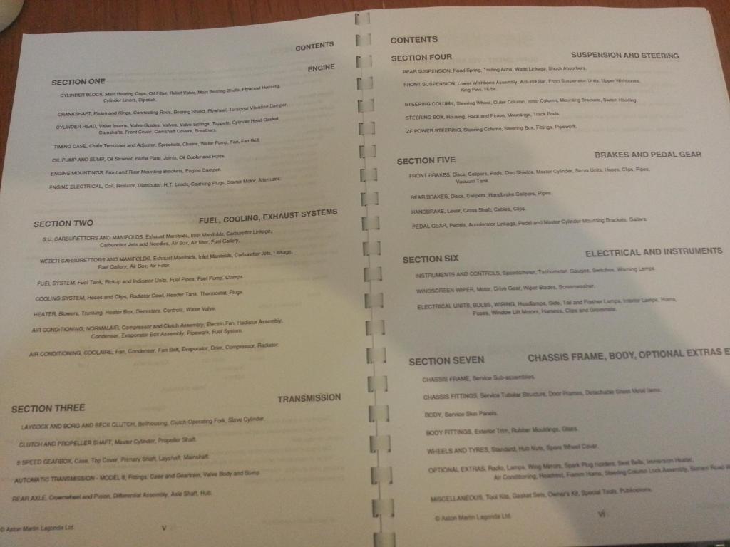 ASTON MARTIN DB6 PARTS MANUAL REPRINTED A4 COMB BOUND