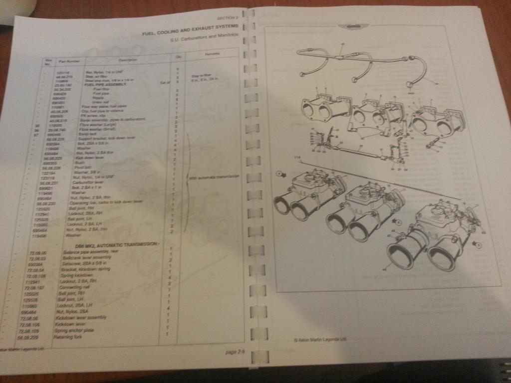 ASTON MARTIN DB6 PARTS MANUAL REPRINTED A4 COMB BOUND