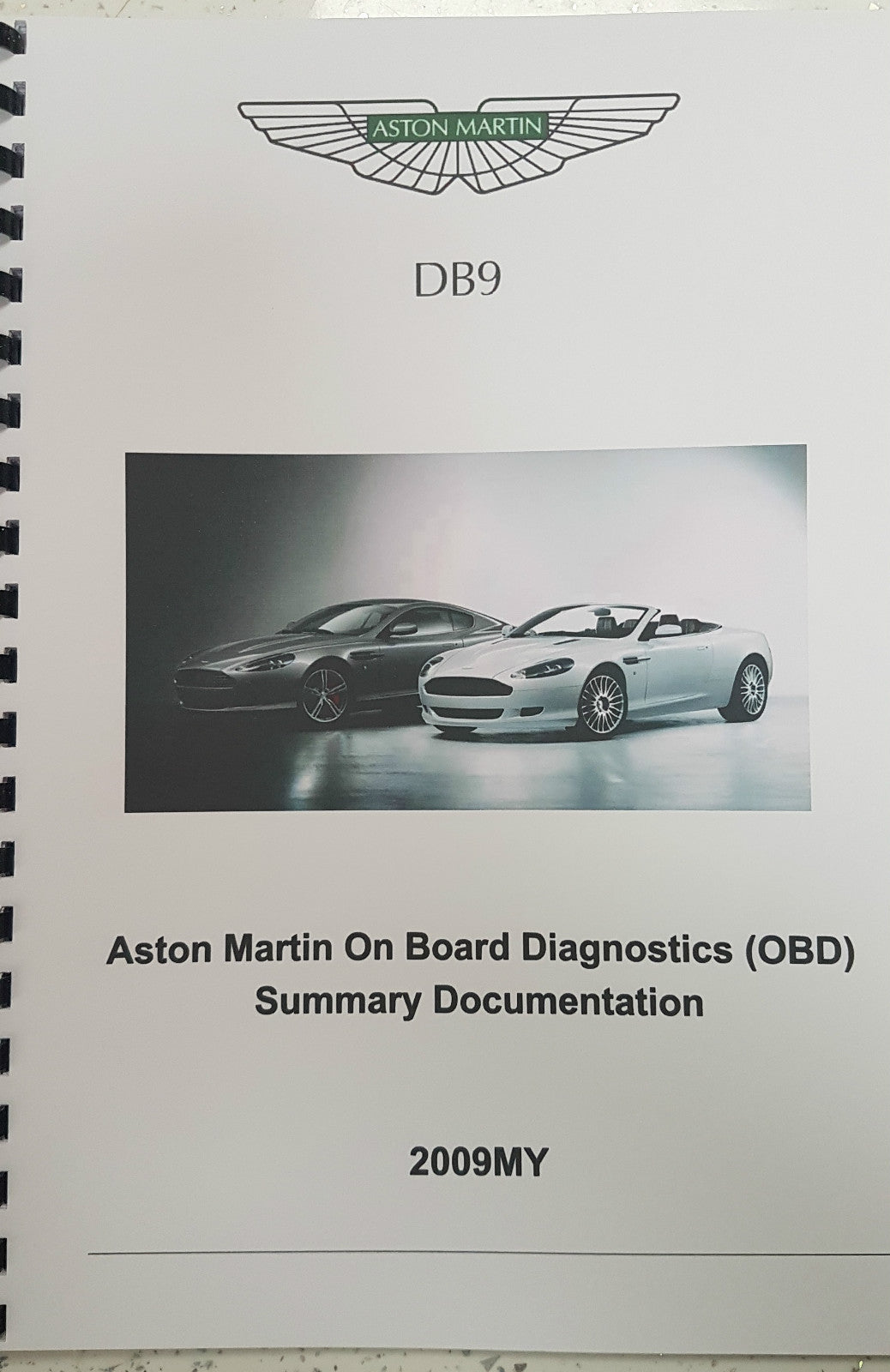 ASTON MARTIN DB9 2009 ON BOARD DIAGNOSTICS (OBD) SUMMARY DOCUMENTATION