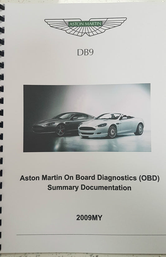 ASTON MARTIN DB9 2009 ON BOARD DIAGNOSTICS (OBD) SUMMARY DOCUMENTATION