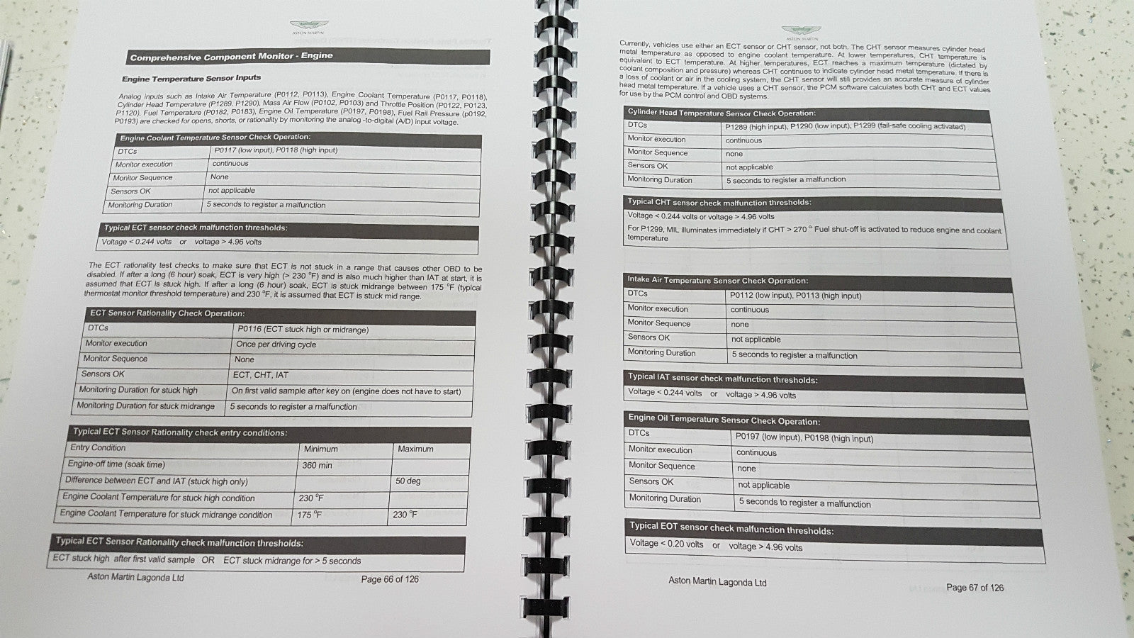 ASTON MARTIN DB9 2010 EOBD SUMMARY DOCUMENTATION & OBD SYSTEM OPERATION