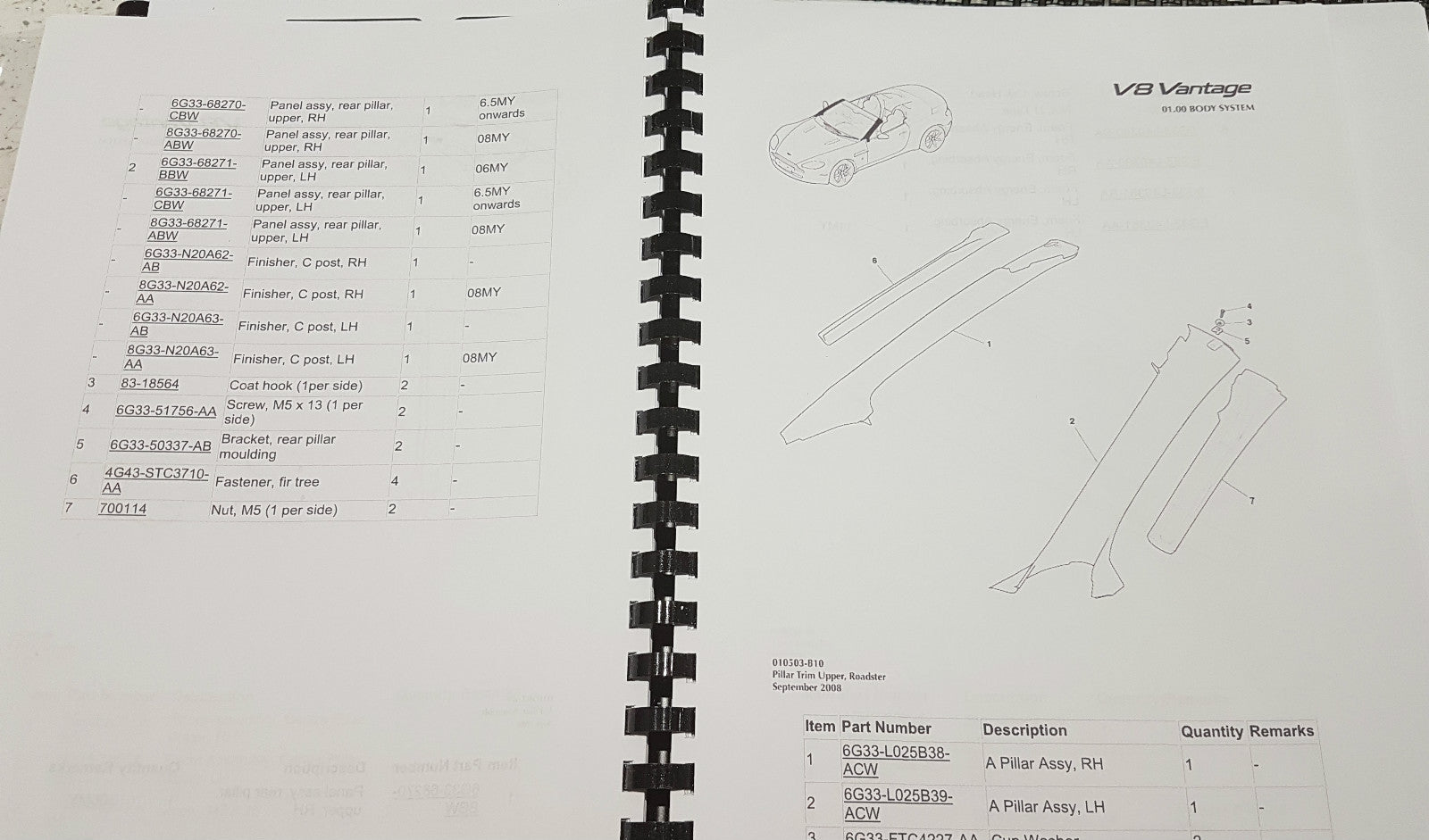 ASTON MARTIN V8 VANTAGE & S PARTS MANUAL COUPE ROADSTER 05 - 15 REPRINTED A4
