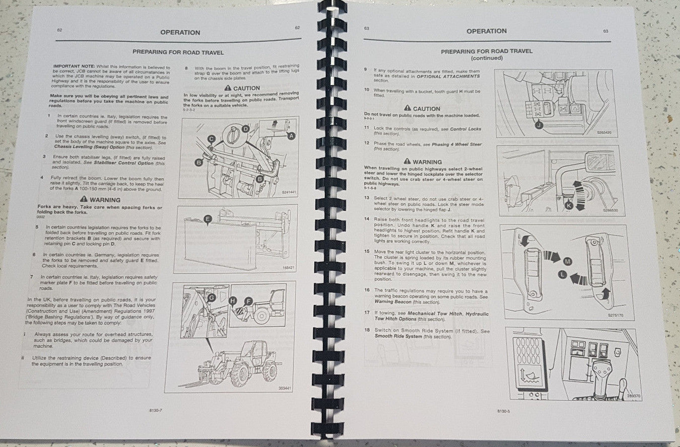 JCB 530 532 533 535 537 540 OPERATOR MANUAL REPRINTED COMB BOUND