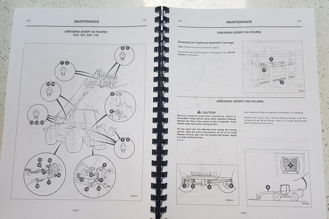 JCB 530 532 533 535 537 540 OPERATOR MANUAL REPRINTED COMB BOUND