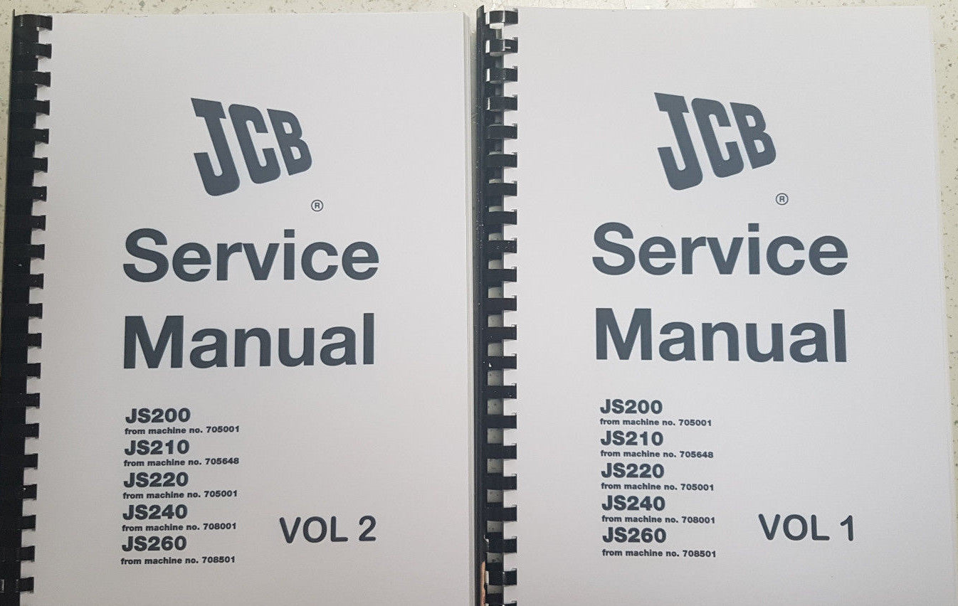 JCB JS200 JS210 JS220 JS240 JS260 SERVICE MANUAL REPRINTED COMB BOUND