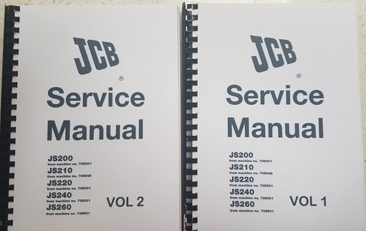 JCB JS200 JS210 JS220 JS240 JS260 SERVICE MANUAL REPRINTED COMB BOUND
