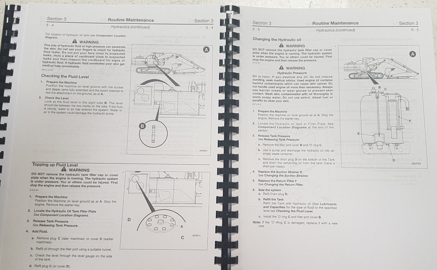 JCB JS200 JS210 JS220 JS240 JS260 SERVICE MANUAL REPRINTED COMB BOUND