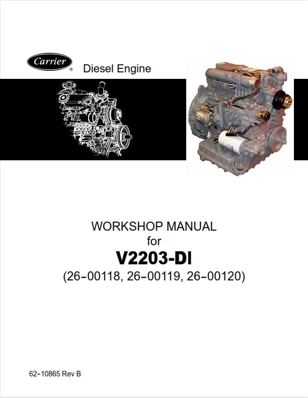 KUBOTA V2203-DI (26-00118 26-00119 26-00120) WORKSHOP MANUAL REPRINTED