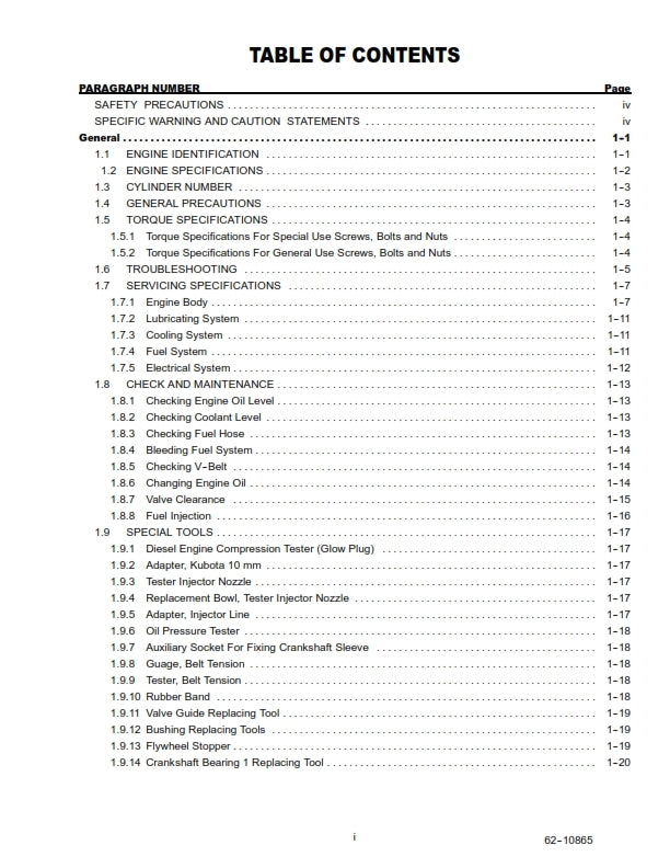 KUBOTA V2203-DI (26-00118 26-00119 26-00120) WORKSHOP MANUAL REPRINTED
