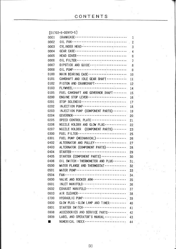 KUBOTA D1703-EB-DENYO-6 PARTS MANUAL REPRINTED FROM SCAN COMB BOUND