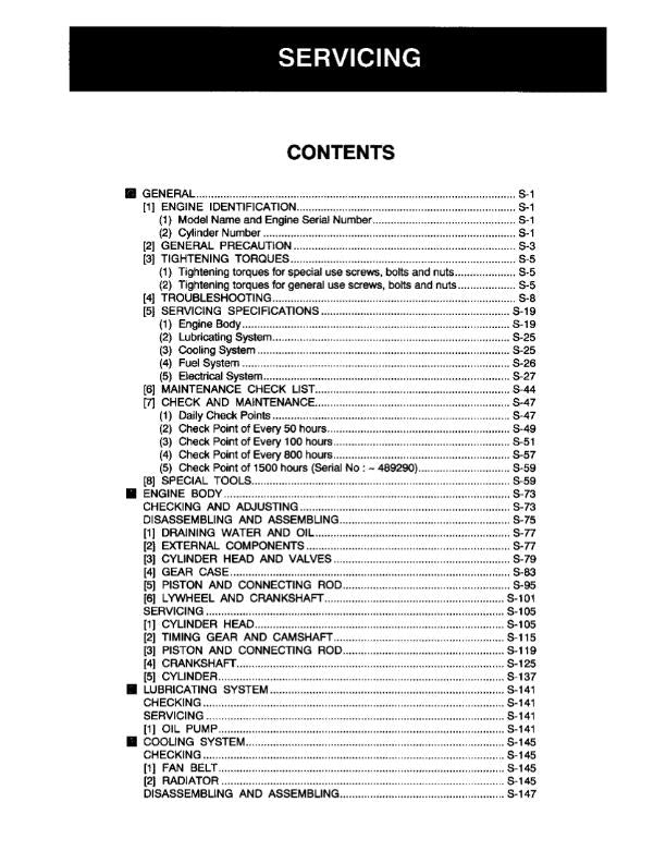 KUBOTA DIESEL ENGINE 05 SERIES SERVICE REPAIR WORKSHOP MANUAL 1996 EDITION