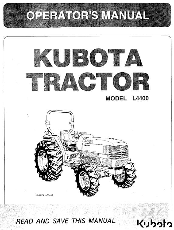 KUBOTA TRACTOR L4400 OPERATORS  MANUAL REPRINTED COMB BOUND