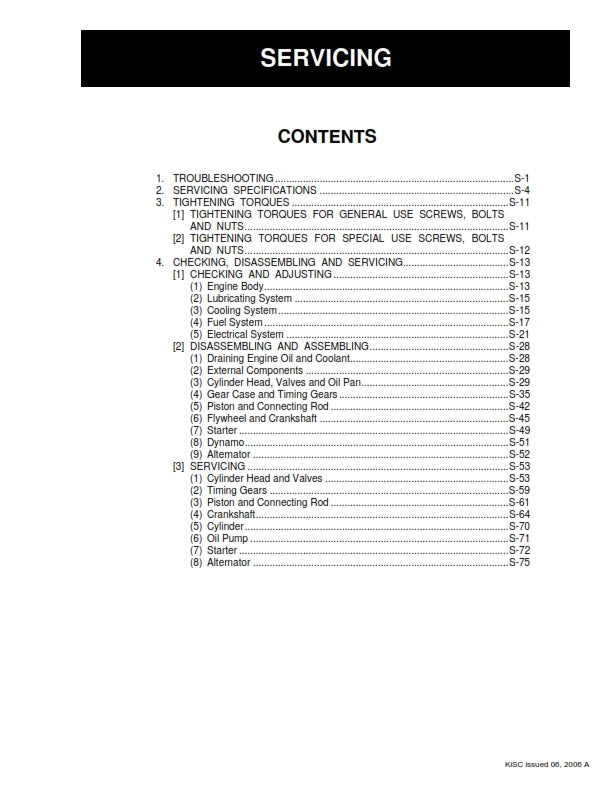 KUBOTA SM-E2B SERIES Z482 Z602 Z662 D722 D782 D902 WORKSHOP MANUAL 2006