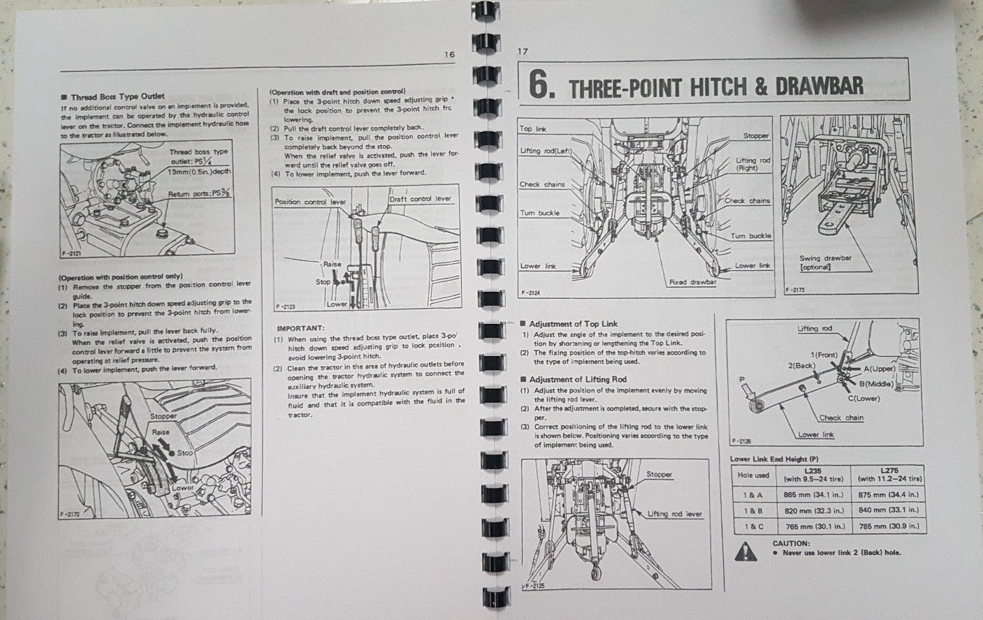KUBOTA TRACTOR L235 L275 OPERATORS MANUAL REPRINT COMB BOUND