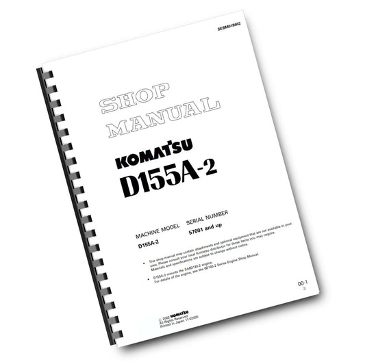 KOMATSU D155A-2 S/N 57001 & UP WORKSHOP MANUAL REPRINTED AND COMB BOUND