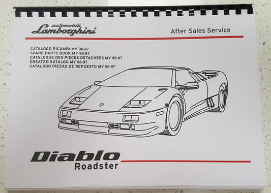 LAMBORGHINI DIABLO ROADSTER PARTS MANUAL 1996 - 1997 REPRINTED COMB BOUND