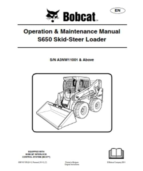 BOBCAT S650 SKID STEER LOADER OPERATION MAINTENANCE MANUAL REPRINTED COMB BOUND