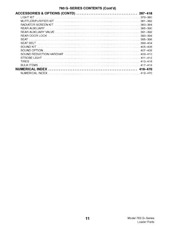 BOBCAT 763 G SERIES PARTS MANUAL REPRINTED COMB BOUND