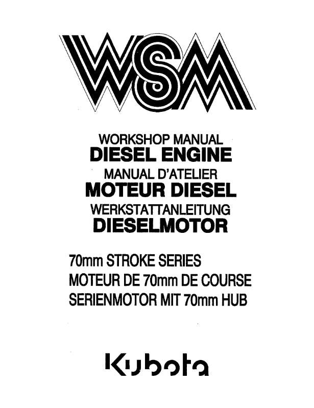 KUBOTA 70MM STROKE SERIES DIESEL ENGINE WORKSHOP MANUAL REPRINT COMB BOUND