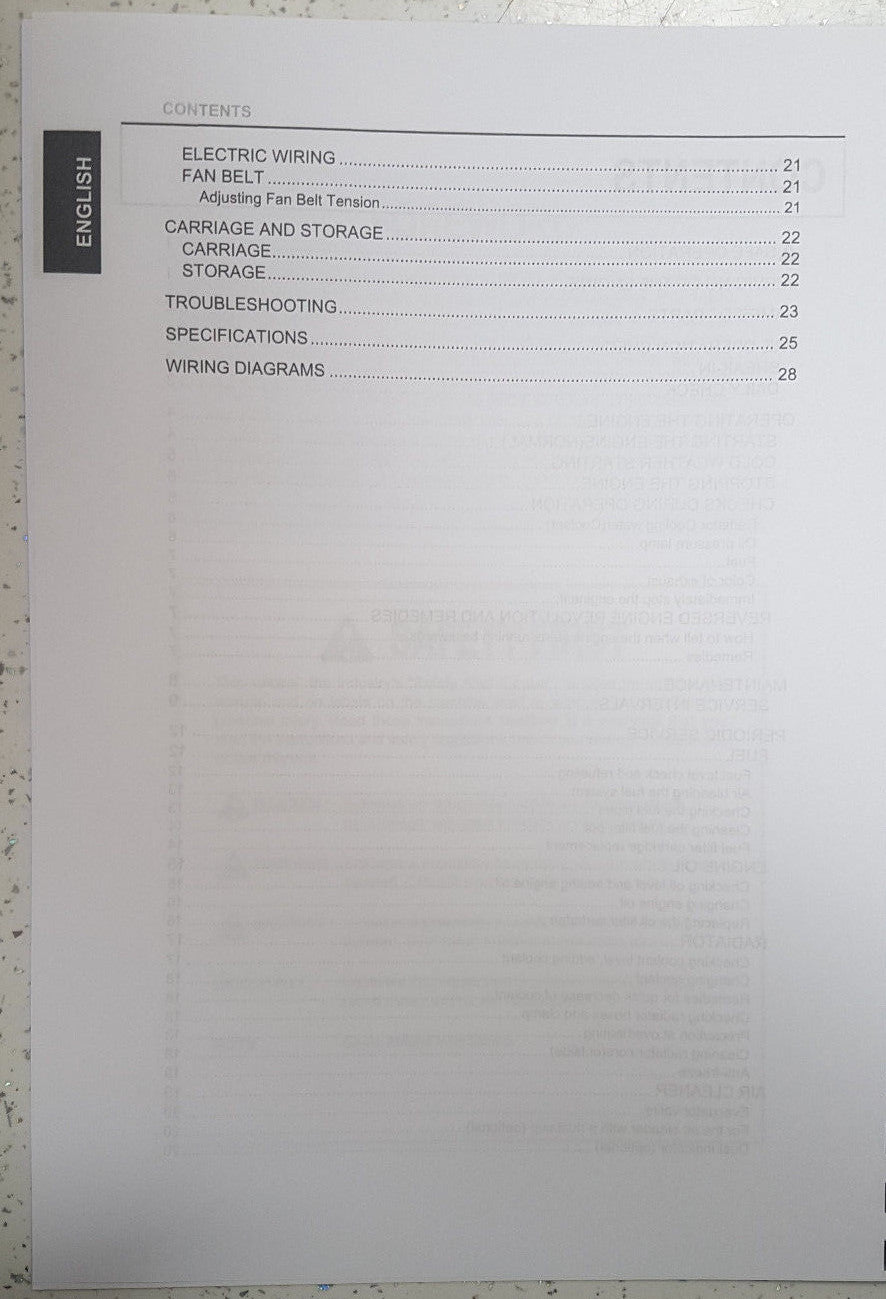 KUBOTA D1005 D1105 D1305 V1305 V1505 - E3 TE3 - DIESEL ENGINE OPERATOR MANUAL