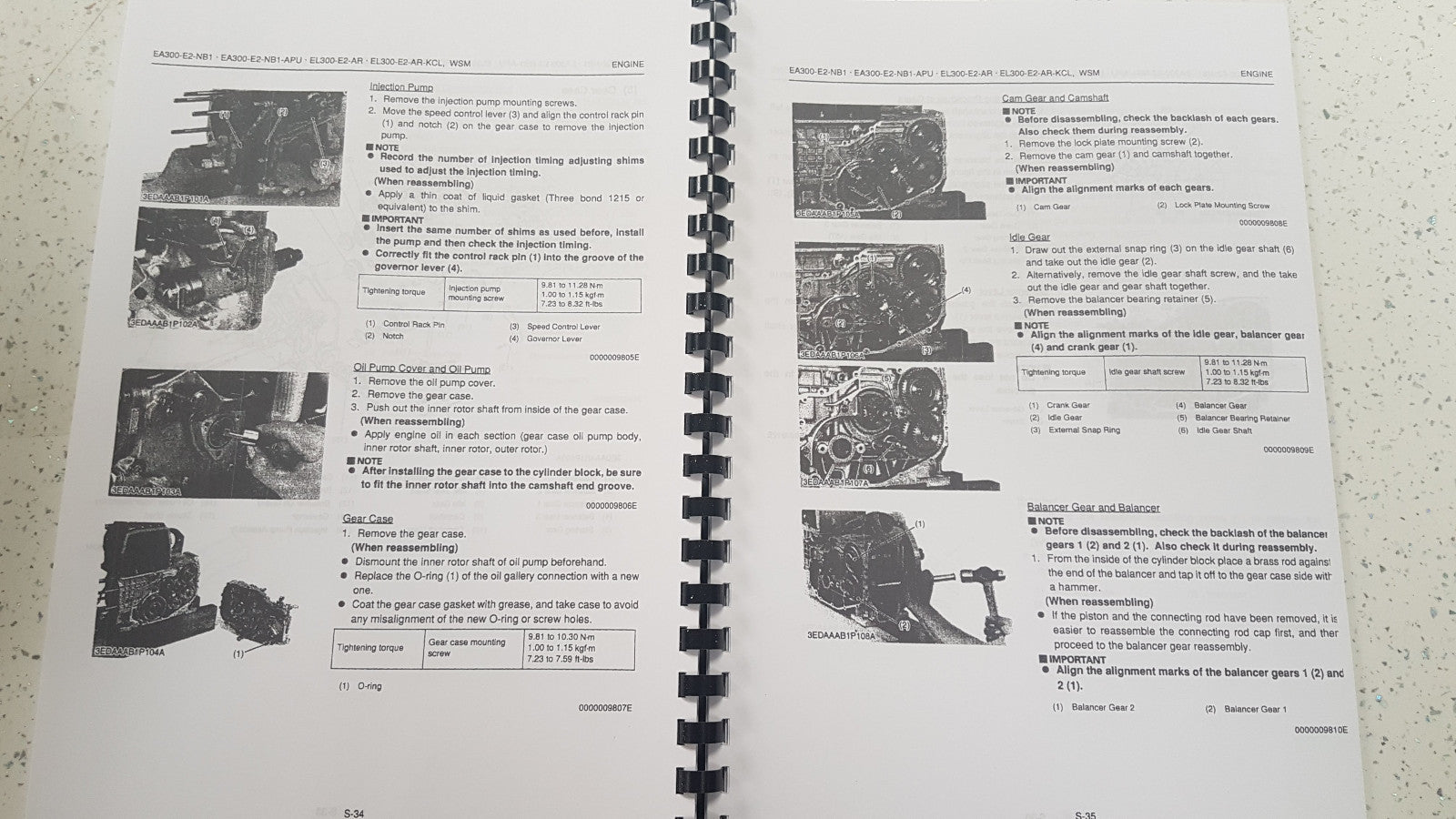 KUBOTA EA300 EL300 DIESEL ENGINE WORKSHOP MANUAL 2005 EDITION REPRINTED