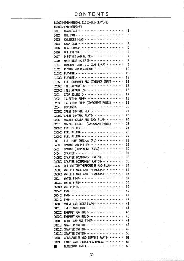 KUBOTA D1005-EKB-DENYO ILLUSTRATED PARTS MANUAL REPRINTED COMB BOUND