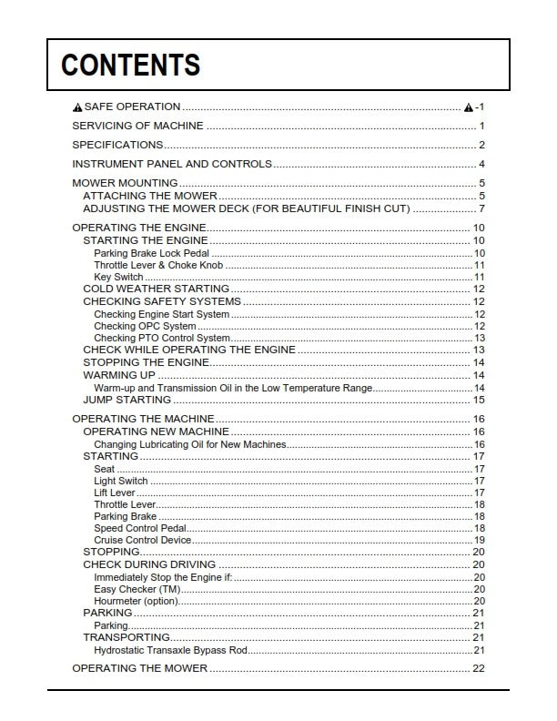KUBOTA LAWN TRACTOR T1880 T2080 T2380 OPERATOR MANUAL REPRINT COMB BOUND