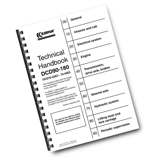 KALMAR DCD90–180 DCD70-32E3 70-40E5 TECHNICAL MANUAL REPRINTED 2002 EDITION