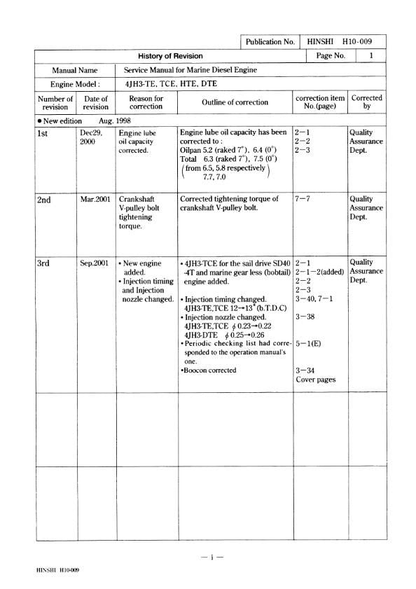 YANMAR MARINE DIESEL ENGINE 4JH3-TE TCE HTE DTE SERVICE MANUAL REPRINTED