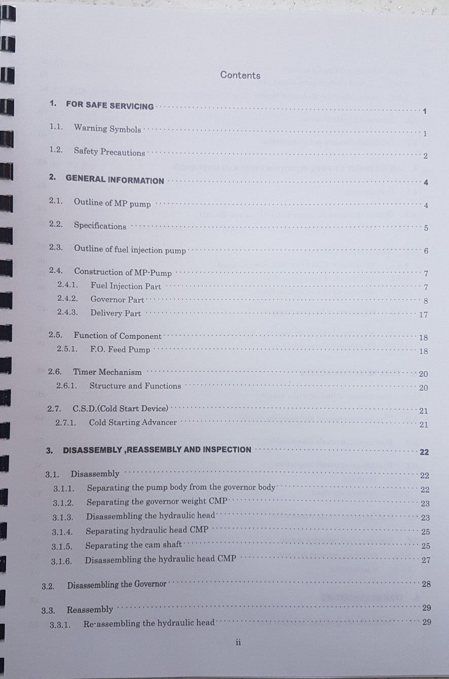 YANMAR FUEL INJECTION YPD-MP2 YPD-MP4 SERVICE MANUAL REPRINTED COMB BOUND