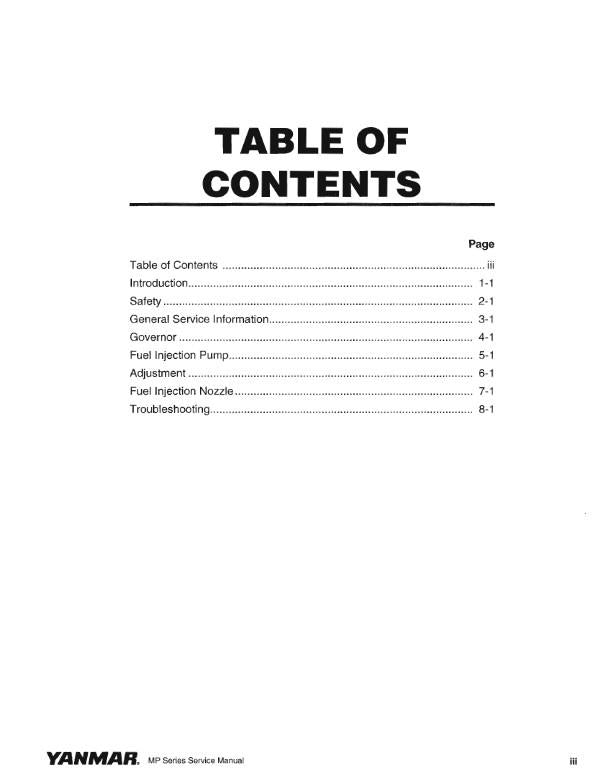 YANMAR INDUSTRIAL ENGINE MP SERIES SERVICE MANUAL REPRINTED COMB BOUND