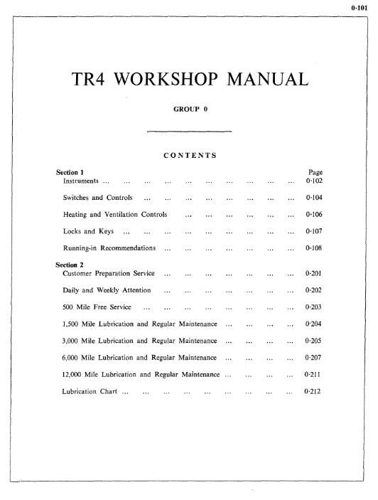 TRIUMPH TR4 SERVICE WORKSHOP MANUAL REPRINTED PART NO 510322